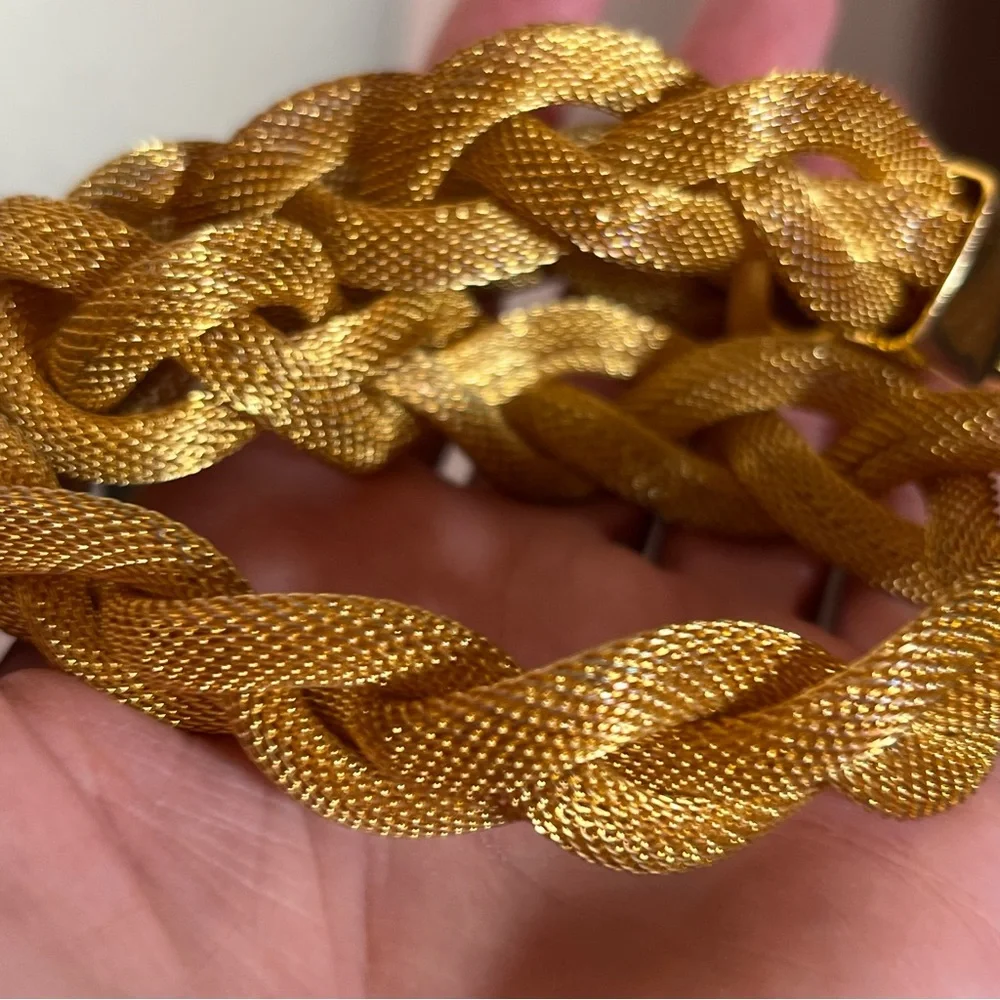 Vintage 80 90 Retro Thick Wide Mobwife Maximalism Gold Chocker Necklace - Picture 4 of 15